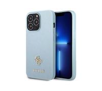 Guess GUHCP13LPS4MB Funda Saffiano 4G Logo Pequeño Metal, Azul - iPhone 13 / 13 Pro