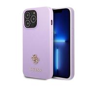 Guess GUHCP13LPS4MU Funda Saffiano 4G Logo Pequeño Metal, Violeta - iPhone 13 / 13 Pro