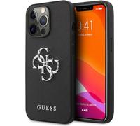 Guess GUHCP13LSA4GSBK - Funda para iPhone 13 Pro/13 6,1", diseño de Saffiano 4G, Color Negro