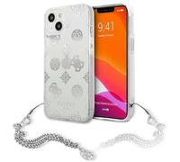 Guess GUHCP13SKSPESI Peony Chain Collection - Funda para iPhone 13 Mini (5,4"), Color Plateado