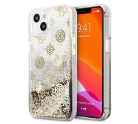 Guess Carcasa para iPhone 13 Mini (5,4") GUHCP13SLGPEGO – diseño de peonías, dorado