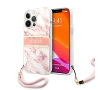 Guess GUHCP13XKMABPI Funda para iPhone13 Pro MAX 6,7" Rosa Marble Strap Collection