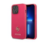 Guess GUHCP13XPS4MF Funda Saffiano 4G Logo Pequeño Metal, Rosa - iPhone 13 Pro Max