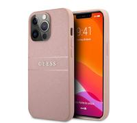 GUESS GUHCP13XPSASBPI - Funda para iPhone 13 Pro MAX de 6.7 Pulgadas, Color Rosa Saffiano Stripe