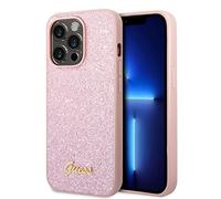 GUESS GUHCP14LHGGSHP - Funda rígida para iPhone 14 Pro de 6.1 Pulgadas, Color Rosa con Purpurina, Color Negro