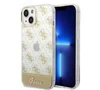 Funda Guess iPhone 14 Plus, Dorada - 4G Stripe Script Logo