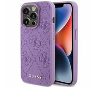 GUESS GUHCP15LP4EPMU - Funda para iPhone 15 Pro de 6,1 Pulgadas, Piel sintética, diseño Estampado 4G, Color Morado