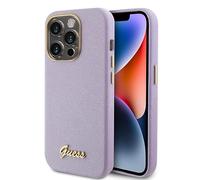 GUESS GUHCP15LPGMCSL - Carcasa rígida para iPhone 15 Pro de 6,1 Pulgadas, diseño de guión Brillante, Color Morado, Madera, x, X
