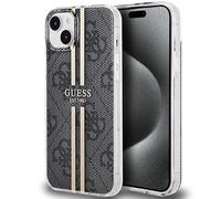 GUESS GUHCP15MH4PSEGK Funda para iPhone 15 Plus / 14 Plus 6,7 Pulgadas Funda Rígida Negra IML 4G Raya Dorada