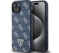 GUESS GUHCP15MPG4GPB Funda para iPhone 15 Plus / 14 Plus 6,7 Pulgadas Azul Estuche Rígido 4G Triángulo Metal Logo
