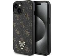 Guess GUHCP15SPG4GPK Carcasa rígida para iPhone 15/14/13 de 6,1, diseño de triángulo, Color Negro