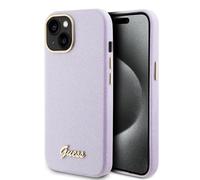 GUESS GUHCP15SPGMCSL - Carcasa rígida para iPhone 15 de 6,1 Pulgadas, diseño de guión Brillante, Color Morado