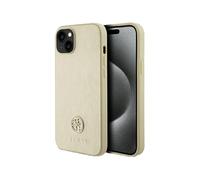 Guess GUHCP15SPS4DGPD - Carcasa para iPhone 15 de 6,1", Piel sintética, 4G, diseño con Logotipo de Metal y Brillantes