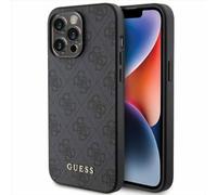 Guess Funda Dura Funda Protectora Cover Gris 4G Oro Logo IPHONE 15 Pro Max 6,7"