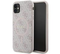Guess GUHMN61G4GFRP Funda para iPhone 11 6.1 Pulgada/XR Rosa Estuche Rígido Colección 4G Logotipo de Cuero y Metal
