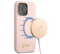 Guess GUHMP13XLSLMGLP - Carcasa para iPhone 13 Pro MAX de 6,7", Silicona, diseño con Logotipo Dorado