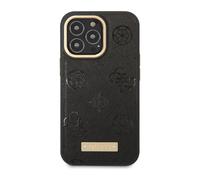 Guess GUHMP14LSAPSTK Funda Placa Logo Peonía Para Magsafe Negro - iPhone 14 Pro