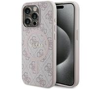 GUESS GUHMP15XG4GFRP Funda para iPhone 15 Pro MAX 6,7 Pulgadas Rosa Funda Dura Colección 4G Cuero Metal Logo