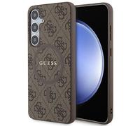 GUESS GUHMS24MG4GFRW Funda para S24+ S926 Marrón Estuche Rígido Colección 4G Cuero Metal Logo
