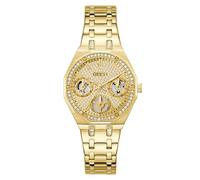 Guess GW0988L2 Quinn - Reloj de Pulsera para Mujer con Fecha y circonita, Correa de Acero Inoxidable, Cristal Mineral, Esfera Dorada, 5 Bares, diámetro de la Caja: 36 mm
