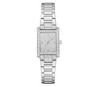 Guess GW0995L1 - Reloj de Pulsera para Mujer con circonita, Correa de Acero Inoxidable, Cristal Mineral, Esfera Plateada, 3 Bares, diámetro de la Caja: 23 mm