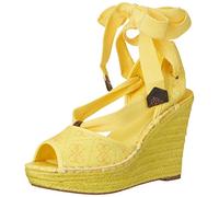 GUESS Halona, Sandalias con cuña Mujer, Amarillo, 38.5 EU