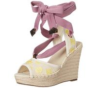 GUESS Halona, Sandalias con cuña Mujer, Beige Lila, 37.5 EU