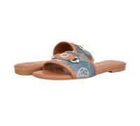 GUESS Hammi, Sandalias Planas Mujer, Blue Denim 420, 39 EU