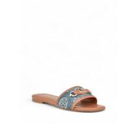 GUESS Hammi, Sandalias Planas Mujer, Blue Denim 420, 40 EU
