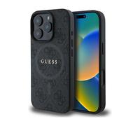 CG MOBILE Guess HC - Funda de teléfono diseñada para iPhone 16 Pro Max, duradera, a prueba de golpes, compatible con Magsafe, anillo de poliuretano 4G, funda con logotipo clásico, color negro