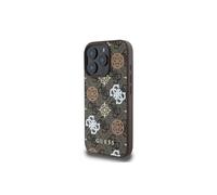Funda para iPhone 16 Pro MAX, Compatible con Carga inalámbrica MagSafe, con un Logotipo y diseño de Cuero Aprobado por la Marca Global Guess de CG-Mobile (marrón)