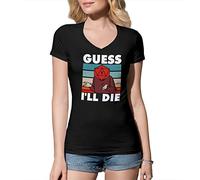 Guess I Die Dice Digital D20 Die Guess Die Camisa Negra De Cuello En V para Mujer Size M