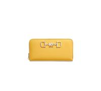 GUESS Janie - Cartera de mujer con cremallera, ámbar amarillo, piel sintética, 20,5 x 10 x 2,5 cm, 12 ranuras para tarjetas