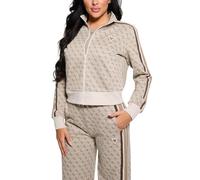 GUESS Jean G Logo Full Zip Sweatshirt Sudadera, 4G Rombo Buffy, L para Mujer
