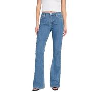 GUESS Jeans Acampanados para Mujer, Diseño con Cordones Laterales, Estilo Retro, Azul Medio (FR/ES, Medida de la Cintura, 29, Regular, Regular, Azul)