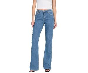GUESS Jeans Acampanados para Mujer, Diseño con Cordones Laterales, Estilo Retro, Azul Medio (FR/ES, Medida de la Cintura, 29, Regular, Regular, Azul)