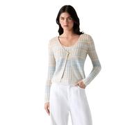 Guess Jersey de manga larga Rosalyn con hombros cubiertos para mujer, Azul Beige Y Blanco Lur, XL