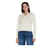 Guess- Jersey Elástico con Cuello en V- Knitwear- Mujer- Blanco- L- Jersey Elástico con Cuello en V