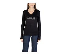 Guess- Jersey negro con cuello en V para otoño/invierno- Knitwear- Mujer- Negro- S- Jersey negro con cuello en V para otoño/invierno