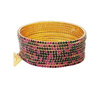 GUESS Juego de 10 pulseras elásticas de color fucsia multicolor, talla única, metal, piedra de vidrio, talla única, metal, piedra de vidrio, talla única, Metal, piedra de cristal