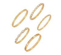 GUESS Juego de 5 pulseras de piedras de cristal doradas