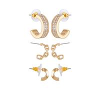 GUESS Juego de aretes de aro en C dorados