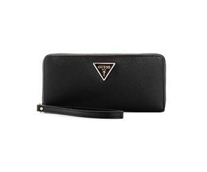 Guess Laurel - Cartera Grande con Cremallera Alrededor para Mujer, Talla única, Black, Talla única