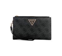 GUESS Laurel II Double Zip Organizer Wallet, Billetera, Cartera organizadora para Mujer, Logotipo de carbón, Talla única