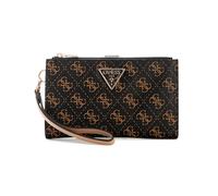 GUESS Laurel II Double Zip Organizer Wallet, Billetera, Cartera organizadora para Mujer, Logotipo marrón, Talla única