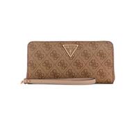 GUESS Laurel Large Zip Around Wallet, Cartera Grande con Cremallera, Bolso de Mano para Mujer, Logotipo de Latte, Talla única