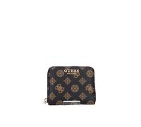 GUESS Laurel SLG Small Zip Around Wallet Mocha Logo