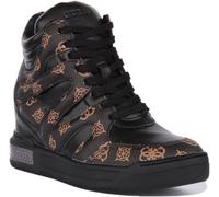 GUESS Lisa Hi Top Piel Sintética Cuña Mujer Zapatillas En Blanco Marrón Ru 2-8