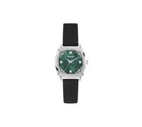 Guess Liv GW0932L1 - Reloj de Pulsera para Mujer (3 Bares, Correa de Silicona Negra, Esfera Mineral, Esfera Verde, 32 mm)