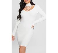 GUESS Ls Mock Nk Lace Up D Dove White Talla: XXL | Mini Vestidos Outlet | Mujer | Blanco